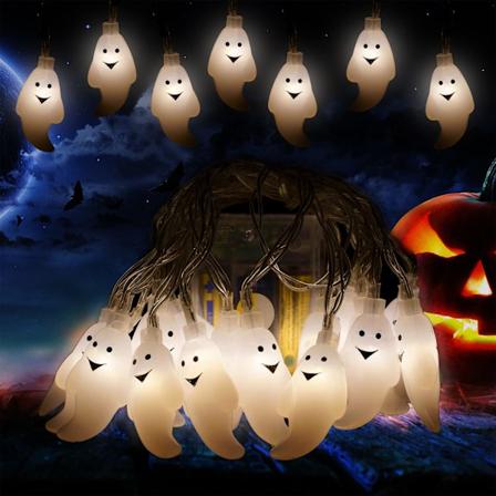 Halloween Lysstreng 3 Meter 20 Styk Spøgelseslys til Have- og Rumdekoration, Assorterede Farver