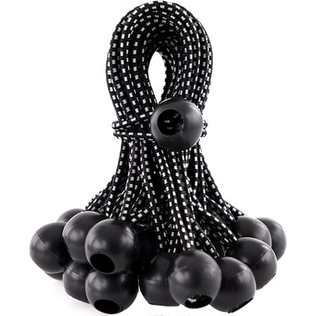 25-pack kulbågsbungee-snöre, 5 tum, svart kraftig och mångsidig,