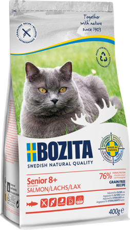 Bozita Katt - Senior 8+ Kornfri laks 400 g - Katt - Kattefôr & kattemat - Tørrfôr for katt - ZOO.no
