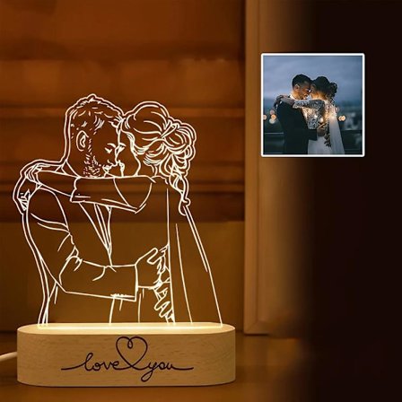 Personlig 3D-fotolampa Nattlampa Text Bröllopsdag Födelsedag Jul 3D Nattljusgåvor Stöd DropshippDraw 2 Person