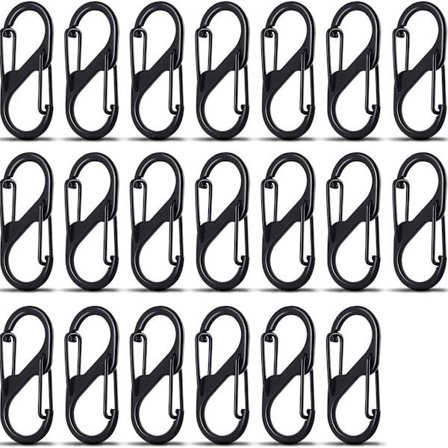 20 stk Mini S-formet karabinkrok Dobbel fjær nøkkelring KLB