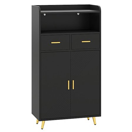 Musta keittiökaappi pariovet, 2 laatikkoa, säädettävä hylly