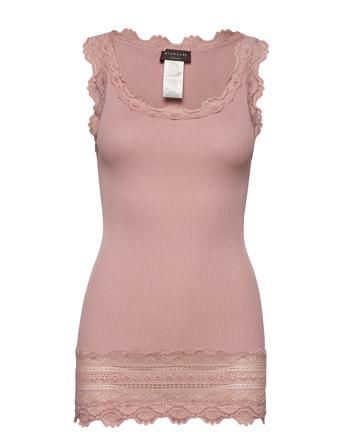 Silk Top Medium W/Wide Lace Top Ærmeløs Top Lyserød Rosemunde