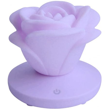 Ruusun Muotoinen Yölampun, Ruusun Muotoinen Kukka Dekoratiivinen Vaihtoehtoinen Teevalon Yölampun Romanttinen LED-Pöytälampun Silikon Lamppu Violetti 