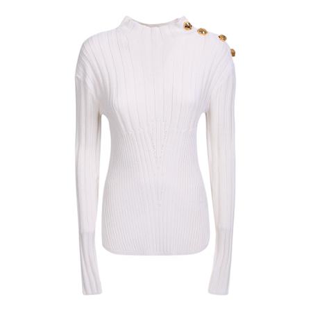 Balmain Turtlenecks vit, Dam Polotröjor, Dam, Storlek: S