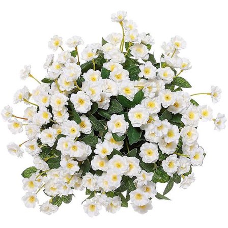 Kunstige små rosen vilde blomster falsk blomsterbuket udendørs floral haveindretning 3 stk. (blå) (hvid)