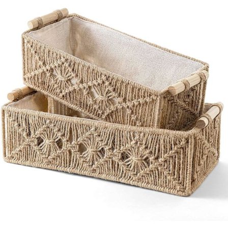 Kurver Bokser 2 Størrelser Snacks Fruktrester Oppbevaring Bomull Dekor Oppbevaringskurver Klær Oppbevaring (Farge: Lin Farge, Størrelse: M)