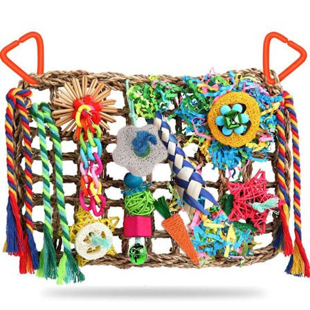 Papukaija lelu, seinälle ripustettava lintu lelu, pienille ja keskisuurille linnuille häkkikoriste