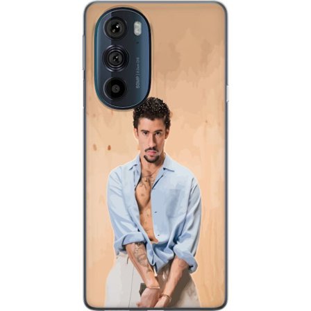 Yhteensopiva Puhelinkuori Motorola Edge 30 Pro Bad Bunny Super Bowl-inspiroima grafiikka, jossa NFL-trofe ja San Franciscon silta urheilusuunnitteluss