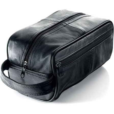 Sort Læder Toilettaske til Mænd/Vasketaske til Mænd
