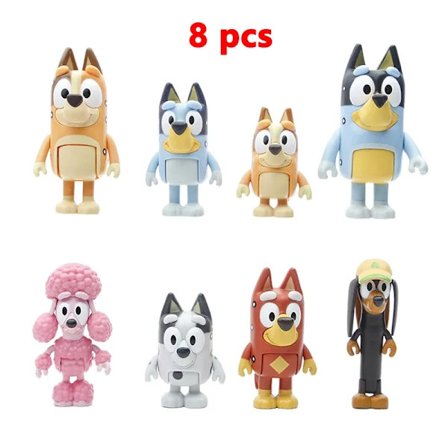 Bluey Bingo Familie Karakter Model Dekorationer Søde Hvalpe Led Bevægelige Dukker Dekorationer Model Legetøj Børnegaver