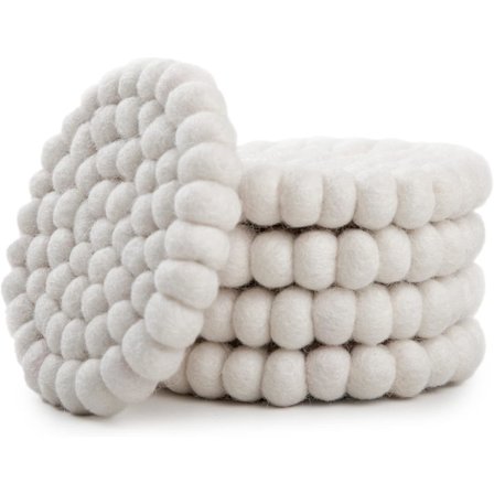 Sæt med 5 runde filtboldskåner - Merino uld bordskånere - Filt skåner, absorberende drikkeunderlag - Varmebestandige,