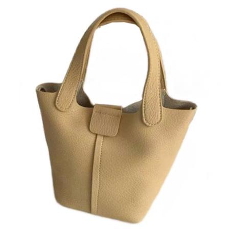 Koreansk version av Lychee Pattern Handväska i mjukt läder, Yellow