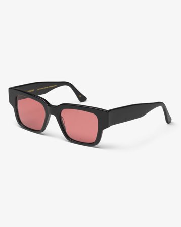 Sunglass 02 - Deep Black Solid - Dark Pink - One Size