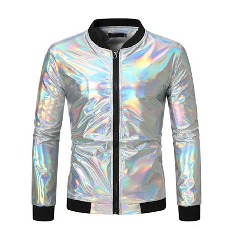 Metallisk jakke for menn 70-talls Disco Party Varsity-jakke