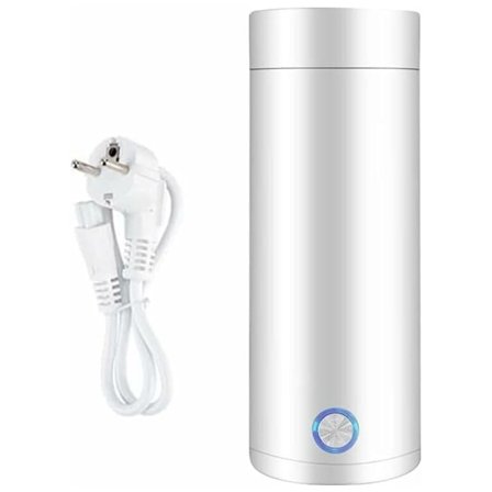 400 ml Mini Elektrisk Vannkoker og Termos, 3-i-1 Bærbar Reisevannkoker med 304 Rustfritt Stål, Rask 4-Minutters Koking