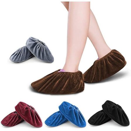 5 Par Vaskbare Oversko Genanvendelige Skridsikre Skoovertræk Skridsikre Hjemmesko Med Flannel Til Hjemmet, Husholdning Og Computer Kontor