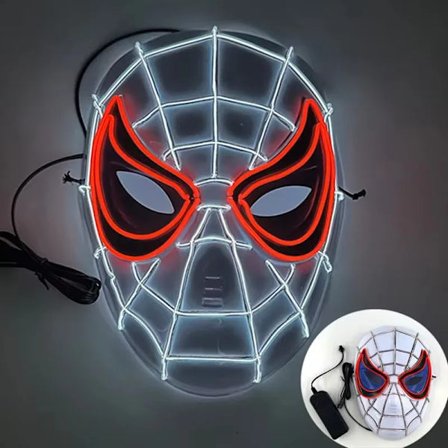 Halloween LED-mask för förklädnad Cosplay Lysande Spindel Helansiktsmask EL-mask Festrekvisita Barn Huvudbonad Present Lysande Led-mask