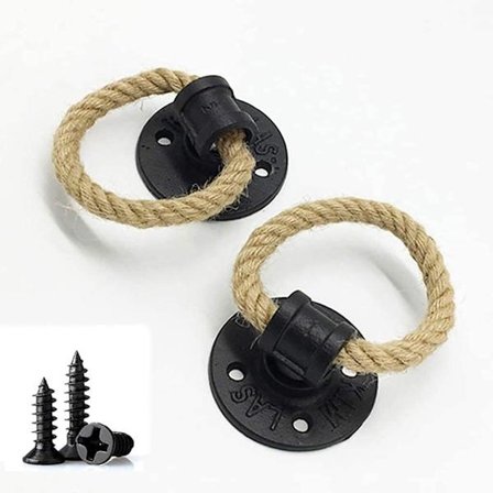 Vintage tau jern tau håndtak jern tre dør skyvedør skyvedør skuff svart trekkhåndtak veggmontert