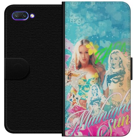 Yhteensopiva Lompakkokotelo Honor 10 Seikkailumaailma Steve, Creeper ja eläimillä värikkäässä palikkagrafiikassa