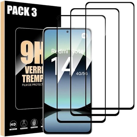 Skyddsglas i härdat glas - Xiaomi - Redmi Note 14 - Paket om 3 - Rep- resistent - 9H