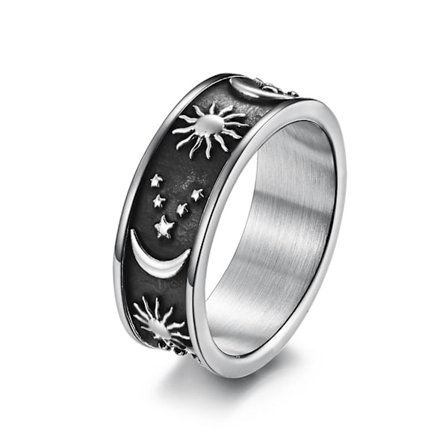 Unisex Ring Stjerne Måne Sol Dekorasjon Menn Kvinner Utsøkt Rund Bohem Ring For Bryllup