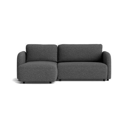 Arezzo Chaiselongue-Schlafsofa, links in Puente Grau/Blau, modernes Design, bequeme Polsterung und Schlaffunktion für hohen Komfort, 90cm.