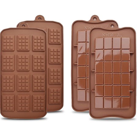 Packs Livsmedelsklassad Icke-klibbig Silikon Protein- och Energibar Godisformar (brun)(4 st)