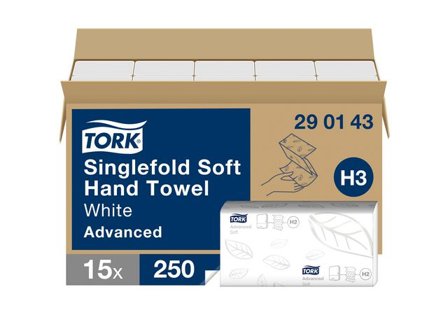 TORK Pappershandduk H3 Advanced Singlefold Soft 2-lagers vit 3750/fp - Lyreco - Städ och hygien - Toalettpapper och torkpapper - Pappershanddukar