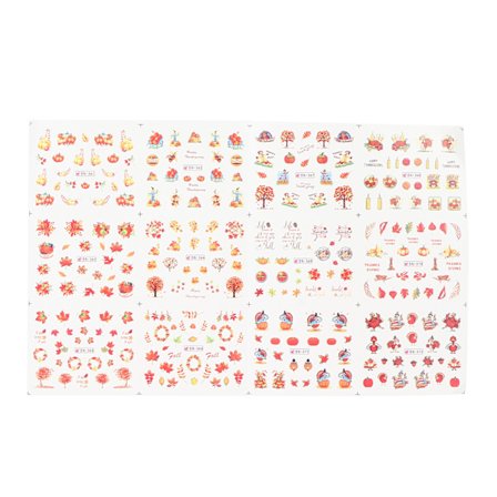 Söta Höst Blommor Träd Pumpa Nagelstickers Säkra Polish Strips för DIY Konst