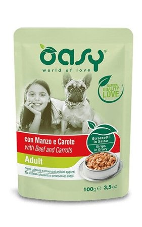 Oasy Straccetti In Salsa Con Manzo E Carote Per Cani Adulti