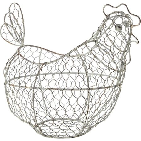 Äggkorg i form av en höna, tillverkad av tråd, skyddar mot alla typer av stötar och olyckor. 32 x 16 cm