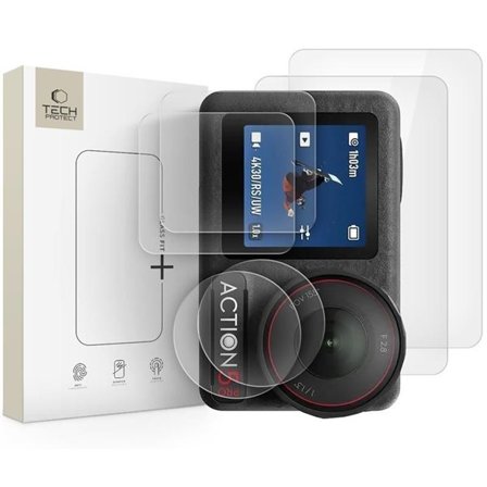 Tech-Protect Glass Fit+ 2-pakning herdet glass til DJI Osmo Action 5 Pro - gjennomsiktig