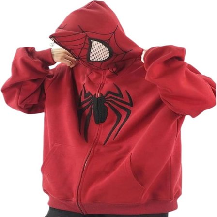 Spider Huppari Nainen Y2k Spiderman Huppari Ylisuuri Täysi Vetoketju Graafinen Huppari Spiderman Takki Kawaii Collegepaita{FY} L