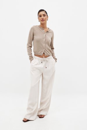 NA-KD Hose mit weitem Bein und mittlerer Taille - Weite Hosen - Beige - EU 44