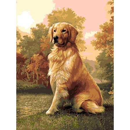 DIY Diamantmaleri-sæt til voksne hunde, runde diamantkunstdyr Diamantmaleri-tilbehør, hånddekoreret korsstinglærred (12x16 tommer)