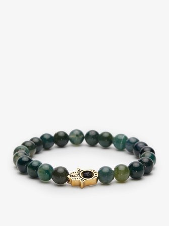 John Henric Men's Grünes Perlenarmband Size 20cm