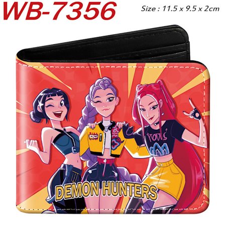 K-KPOP DEMON HUNTER plånbok i PU-läder, tvåfaldig, kort modell, populär och praktisk