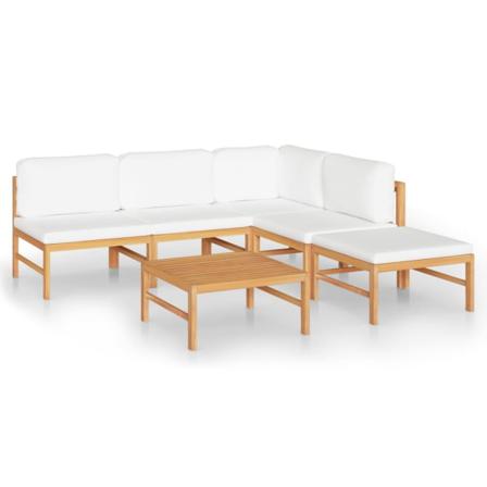 Vidaxl Loungegrupp För Trädgården Gräddvita Dynor 6 Delar Massiv Creme