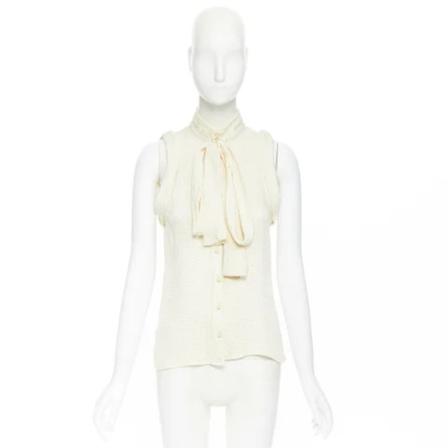 Balenciaga Vintage Pre-owned Silk tops , Beige , Dames , Maat: S