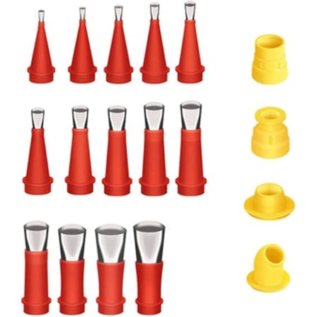 Universal integreret gummidyse værktøjssæt, 20 stk genanvendelige rustfrit stål fugepistol applikatorer til badeværelse