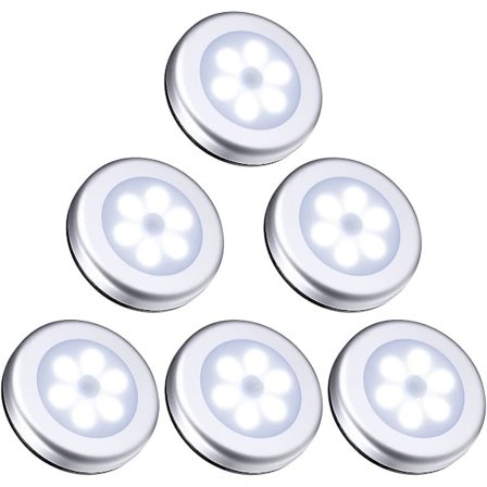 Nattlampa med rörelsesensor, 6 st LED-rörelsesensorlampa, LED-belysning