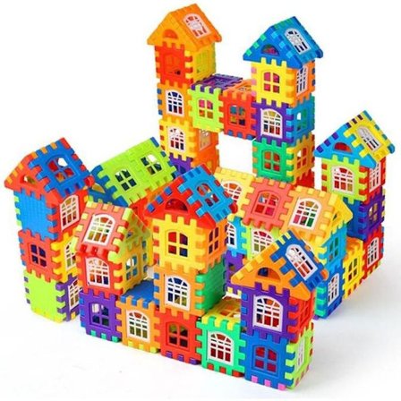 Rakennuslelu - Palikkatalo - 140 osaa - Ikkunapaneelit - Ikä 3+