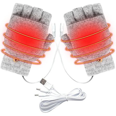 Uppvärmda Vantar | Vintervantar Herr Dam Uppvärmda Vantar Med Dubbelsidig Uppvärmning | Bekväma Hel- och Halvfingrade Uppvärmda Vintervantar 