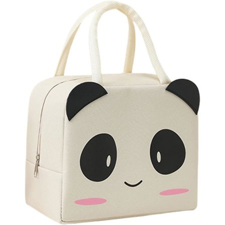 1 stk. Isoleret madtaske, bærbar termisk madtaske køletaske Daisy mønster madkasse organizer tote taske beige panda