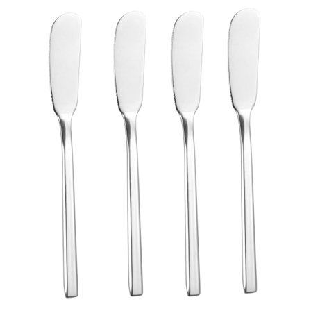 Smørekniver i rustfritt stålsett, høypolert for glansfull appell, solid og robust for langvarig bruk, lett å rengjøre overflate, ergonomisk håndtak 