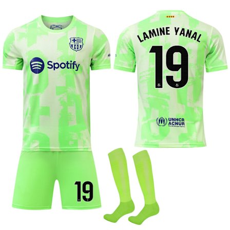 24-25 FC Barcelona Bortedrakt 2 NO.19 Lamine Yamal Trøyer Barn Voksen Fotballutstyr med Sokker
