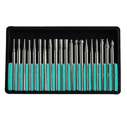20 stk 3mm Skaft Diamantslipe Kuttehode Bor Dremel Roterende Utskjærings- og Poleringsverktøysett
