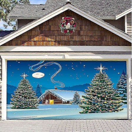 7x 4,9 m Glædelig Jul Julebanner Garageport Cover Stort Dør Cover