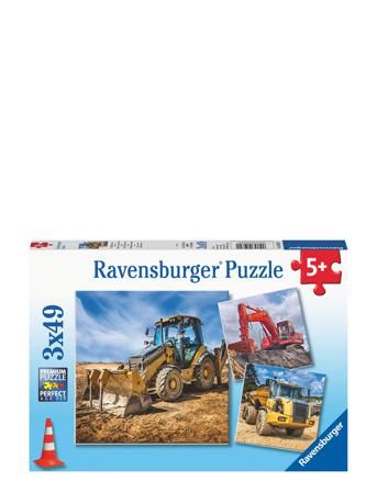 Digger At Work! 3X49P Toys Puzzles And Games Puzzles Classic Puzzles Multi/mönstrad Ravensburger